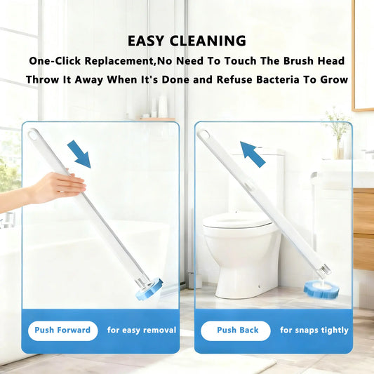 Disposable toilet brush holder and refills for practical bathroom cleaning